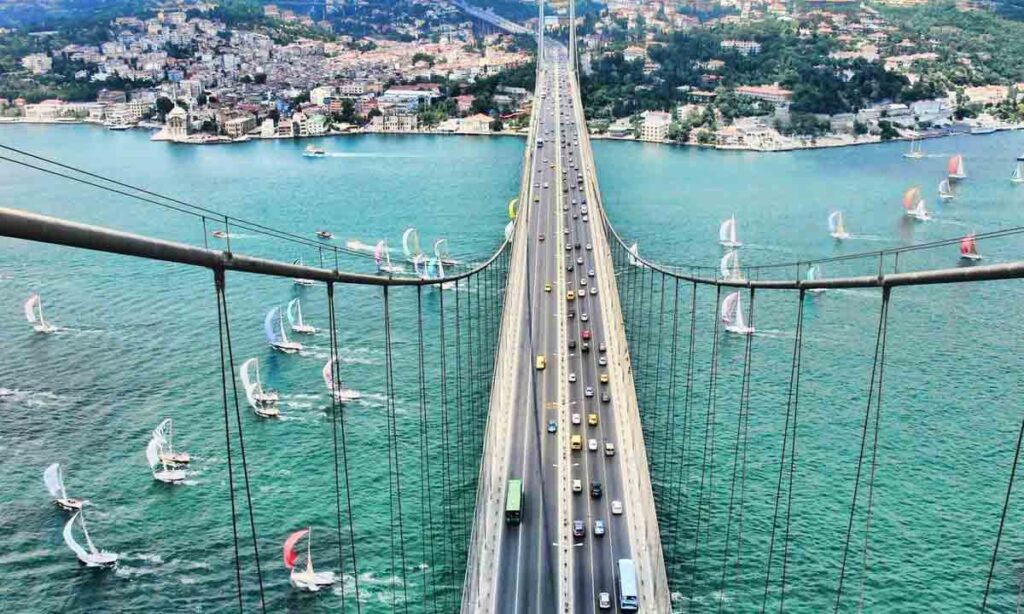 تصویر پل بغاز استانبول از نمای بالا