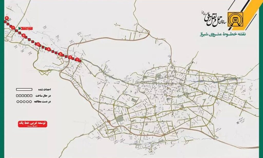 تصویر نقشه خط 3 مترو شیراز